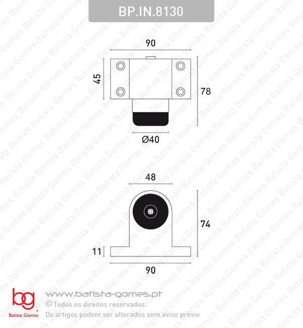Batente limitador para portas pesadas - INOX 304